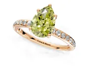 Solitaire Engagement Ring Setting for Fancy Yellow Pear-Shaped Center with Fine Pave Band and Prong Head in Rose Gold