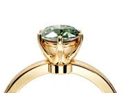 Solitaire Engagement Ring Setting for Fancy Green Oval Center with Plain Band and Tulip Prong Head in Yellow Gold