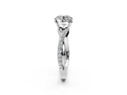 Crossover Engagement Ring Setting for Round Cut Center with Pave and Plain Strands and Prong Head in Sterling Silver
