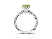 Solitaire Engagement Ring Setting for Fancy Yellow Heart-Shaped Center with Engraved Milgrain Band and Prong Head in Platinum