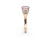 Solitaire Engagement Ring Setting for Fancy Pink Asscher Cut Center with Marquise Flower Shoulders and Prong Head in Rose Gold