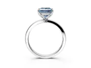 Solitaire Engagement Ring Setting for Fancy Blue Princess Cut Center with Thin Rounded Plain Band and Prong Head in Platinum