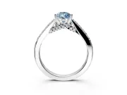 Solitaire Engagement Ring Setting for Fancy Blue Pear-Shaped Center with Crossover Accents and Prong Head in Platinum