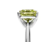 Solitaire Engagement Ring Setting for Fancy Yellow Asscher Cut Center with Knife Ridge Band and Claw Prong Head in Platinum