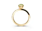 Solitaire Engagement Ring Setting for Fancy Yellow Marquise Center with Round Cut Pave Band and Prong Head in Yellow Gold