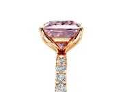 Solitaire Engagement Ring Setting for Fancy Pink Princess Cut Center with Fine Pave Accents and Prong Head in Rose Gold