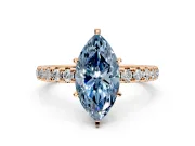 Solitaire Engagement Ring Setting for Fancy Blue Marquise Center with Shared-Prong Accents and Prong Head in Rose Gold