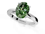 Solitaire Engagement Ring Setting for Fancy Green Oval Center with Basket Rail and Prong Head in White Gold