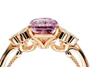 Cluster Engagement Ring Setting for Fancy Pink Radiant Cut Center with Bezel Accent Clusters and Prong Head in Rose Gold
