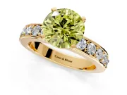 Solitaire Engagement Ring Setting for Fancy Yellow Round Cut Center with Channel-Set Accents and Prong Head in Yellow Gold