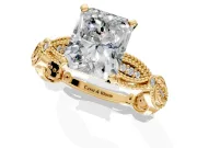 Solitaire Engagement Ring Setting for Radiant Cut Center with Marquise Panel Band and Prong Head in Yellow Gold