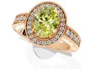 Milgrain Halo Engagement Ring Setting for Fancy Yellow Oval Center with Pave Band and Prong Head in Rose Gold