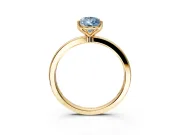 Solitaire Engagement Ring Setting for Fancy Blue Pear-Shaped Center with Thin Rounded Plain Band and Prong Head in Yellow Gold