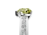 Solitaire Engagement Ring Setting for Fancy Yellow Heart-Shaped Center with Princess Cut Channel Band and Prong Head in Platinum