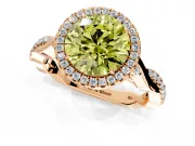 Halo Engagement Ring Setting for Fancy Yellow Round Cut Center with Twist Band and Prong Head in Rose Gold