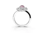 Floral Halo Engagement Ring Setting for Fancy Pink Marquise Center with Pave Accents and Prong Head in Sterling Silver