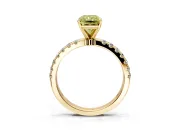 Open Basket Engagement Ring Setting for Fancy Yellow Radiant Cut Center with Pave Band and Prong Head in Yellow Gold