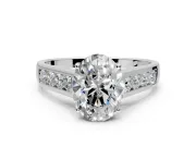 Solitaire Engagement Ring Setting for Oval Center with Cathedral Channel Band and Prong Head in Sterling Silver