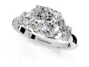 Solitaire Engagement Ring Setting for Cushion Cut Center with Marquise Flower Shoulders and Prong Head in Platinum