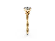 Solitaire Engagement Ring Setting for Round Cut Center with Twist Band and Bead Prong Head in Yellow Gold
