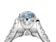 Solitaire Engagement Ring Setting for Fancy Blue Marquise Center with Pave Cathedral Shoulders and Prong Head in Platinum