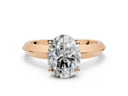 Solitaire Engagement Ring Setting for Oval Center with Wide Knife Ridge Band and Prong Head in Rose Gold