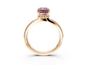 Solitaire Engagement Ring Setting for Fancy Pink Radiant Cut Center with Raised Channel Band and Prong Head in Rose Gold