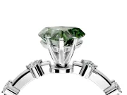 Solitaire Engagement Ring Setting for Fancy Green Heart-Shaped Center with Bezel Station Band and Prong Head in Platinum