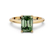 Solitaire Engagement Ring Setting for Fancy Green Emerald Cut Center with Knife Ridge Band and Claw Prong Head in Yellow Gold