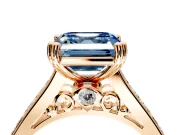 Solitaire Engagement Ring Setting for Fancy Blue Asscher Cut Center with Channel Band and Double Claw Prong Head in Rose Gold