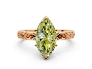 Solitaire Engagement Ring Setting for Fancy Yellow Marquise Center with Scrollwork Band and Prong Head in Rose Gold
