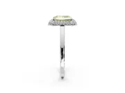 Halo Engagement Ring Setting for Fancy Yellow Radiant Cut Center with Plain Tapered Band and Prong Head in White Gold