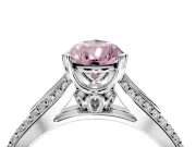 Solitaire Engagement Ring Setting for Fancy Pink Pear-Shaped Center with Pave Rail Split Shank and Prong Head in White Gold