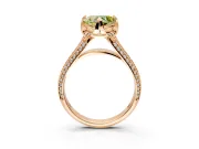 Solitaire Engagement Ring Setting for Fancy Yellow Heart-Shaped Center with Accented Split Shank and Prong Head in Rose Gold