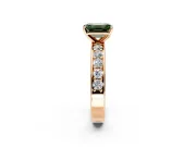 Solitaire Engagement Ring Setting for Fancy Green Emerald Cut Center with Channel-Set Accents and Prong Head in Rose Gold