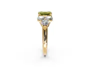Cluster Engagement Ring Setting for Fancy Yellow Emerald Cut Center with Round Cut Accent Frame and Prong Head in Yellow Gold