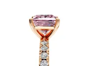 Solitaire Engagement Ring Setting for Fancy Pink Princess Cut Center with Fine Pave Band and Claw Prong Head in Rose Gold