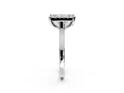 Single Halo Engagement Ring Setting for Princess Cut Center with Corner Claws, Plain Band and Prong Head in White Gold