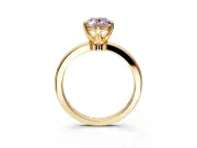 Solitaire Engagement Ring Setting for Fancy Pink Oval Center with Plain Band and Tulip Prong Head in Yellow Gold