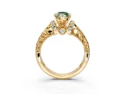 Solitaire Engagement Ring Setting for Fancy Green Marquise Center with Filigree Accent Basket and Prong Head in Yellow Gold