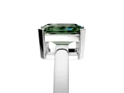 Solitaire Engagement Ring Setting for Fancy Green Emerald Cut Center with Plain Band and Flat Tab Prong Head in Sterling Silver