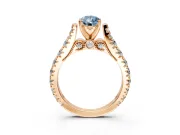 Solitaire Engagement Ring Setting for Fancy Blue Pear-Shaped Center with Pave Cathedral Shoulders and Prong Head in Rose Gold