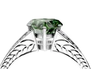 Split Shank Engagement Ring Setting for Fancy Green Heart-Shaped Center with Pave Split Shank and Prong Head in White Gold