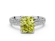 Solitaire Engagement Ring Setting for Fancy Yellow Radiant Cut Center with Multi-Row Pave Accents and Basket Head in Platinum