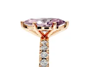 Solitaire Engagement Ring Setting for Fancy Pink Marquise Center with Fine Pave Band and Claw Prong Head in Rose Gold