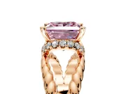 Halo Engagement Ring Setting for Fancy Pink Princess Cut Center with Rope Twist Split Shank and Prong Head in Rose Gold