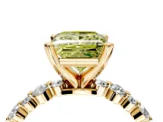 Solitaire Engagement Ring Setting for Fancy Yellow Princess Cut Center with Alternating Size Accents and Prong Head in Yellow Gold