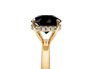 Solitaire Engagement Ring Setting for Fancy Black Round Cut Center with Fine Wire Band and Prong Head in Yellow Gold