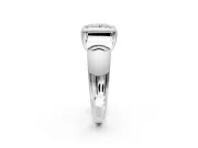 Solitaire Engagement Ring Setting for Princess Cut Center with Wide Band and Bezel Head in White Gold