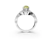 Halo Engagement Ring Setting for Fancy Yellow Marquise Center with Pave Infinity Twist Band and Prong Head in Sterling Silver